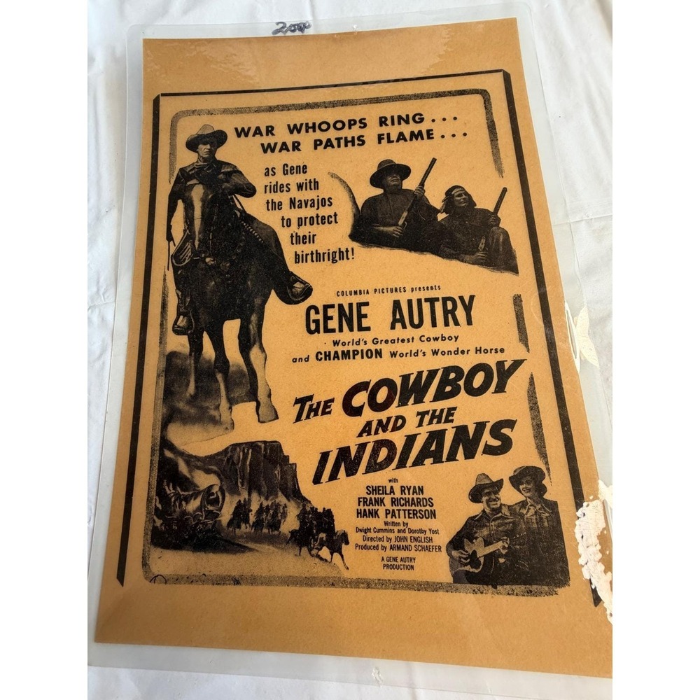 Vintage Gene Autry The Cowboy and the Indians 1949 Movie Ad Western Poster F228